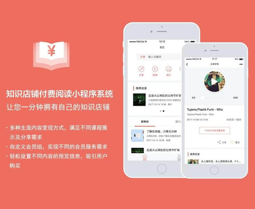 亚东知识付费阅读小程序开发